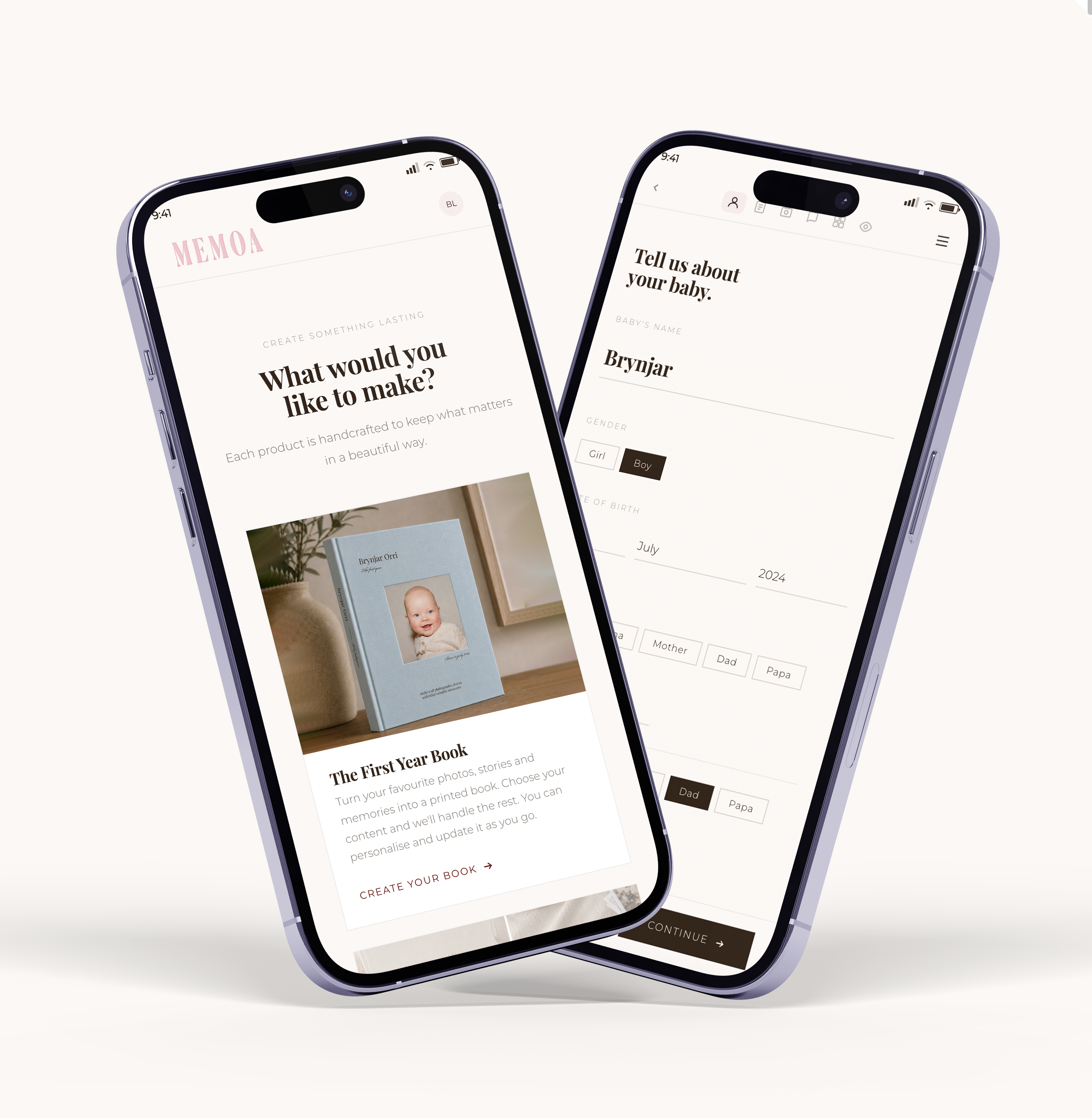MEMOA app screen 1